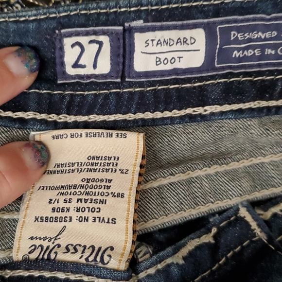 Miss Me Standard Boot Cut Denim Blue Jeans 35-1/2"inseam - Picture 8 of 9